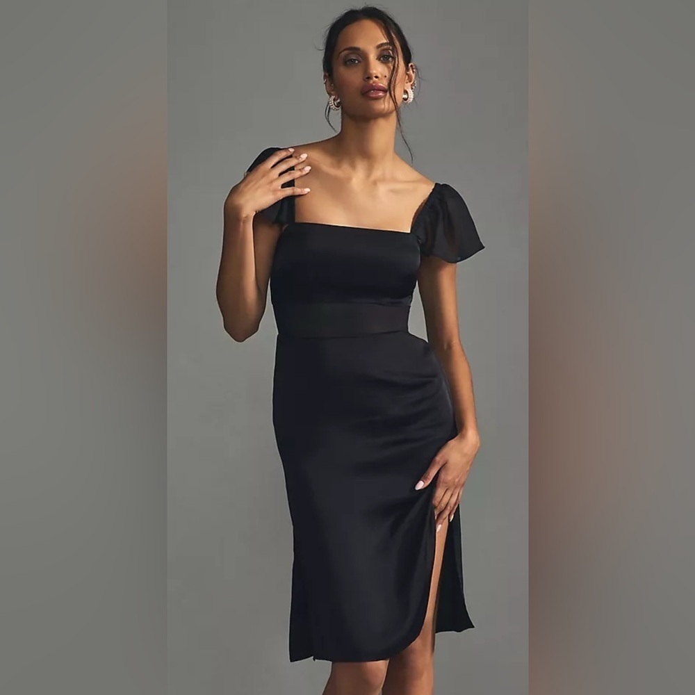 NWT Anthropologie Black Sleeveless Satin Babydoll Dress Size 10 NO FLAWS